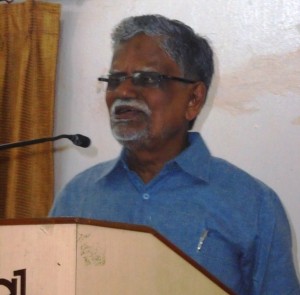 Prof Manoranjan Mohanty speaking - Book Release function