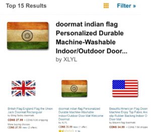 offensive Indian flag doormats